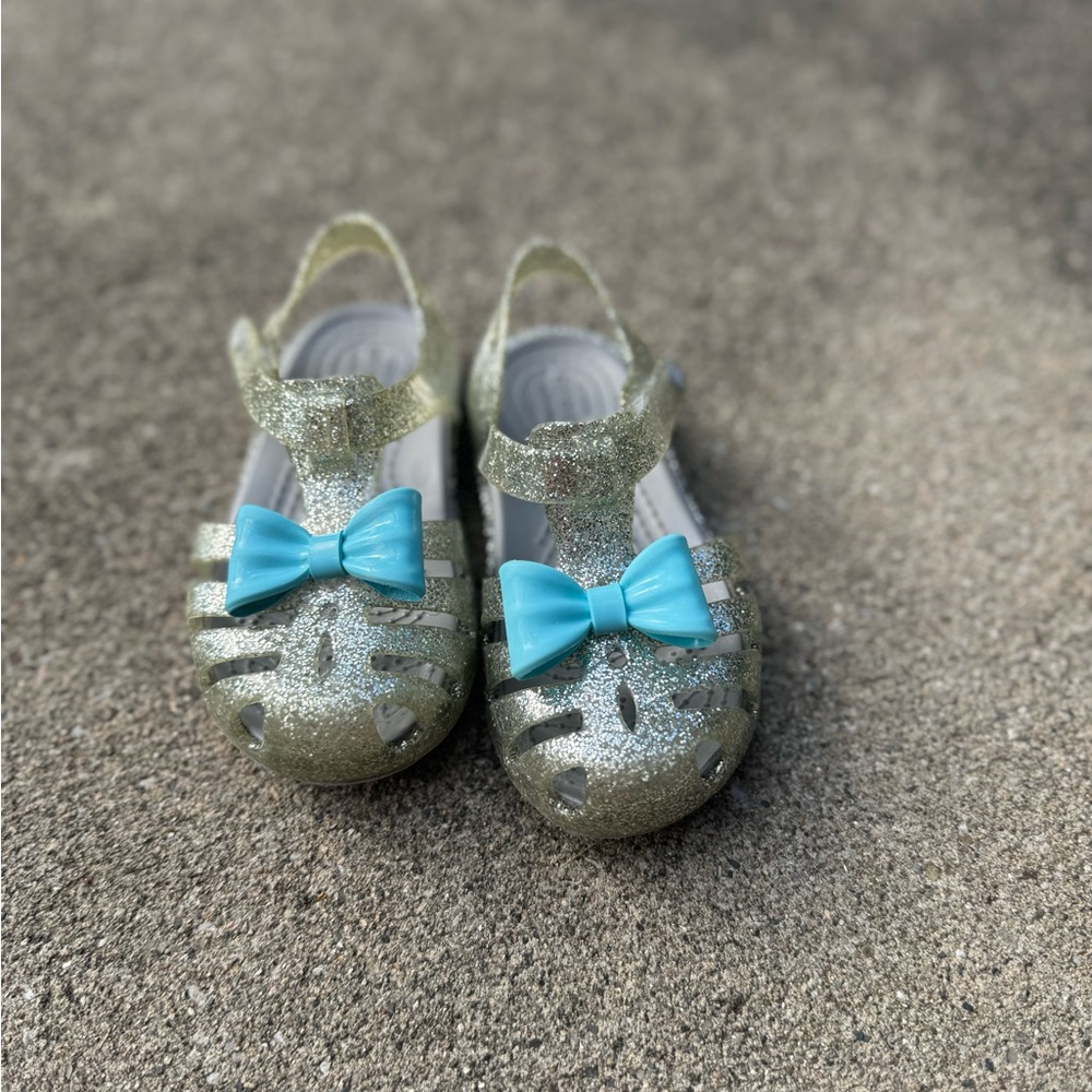 Silver glitter Isabelle crocs